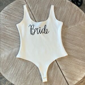 Chic Cream Bodysuit with 'Bride' Print
